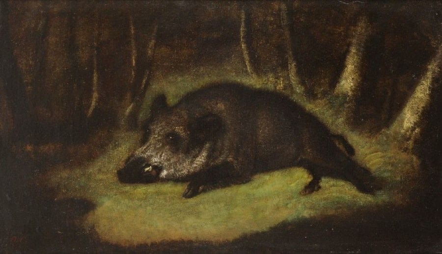 École Française du XIXe siècle

Sanglier au repos
Huile sur carton.
40 x 58,5 cm