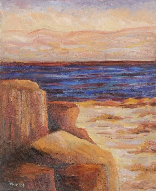Marie CHABCHAY (1880-1983)
Paysage au bord de la mer Rouge
Huile sur toile.
Signée en bas à gauche.
61 x 50 cm Mots clés : judaica, jewish, hebreu, hebrew, rabbin, synagogue, juif, juive, israélite, hebraica, judaism, torah, juden, sionism