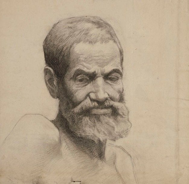 Alphonse LEVY (1843-1918)
Tête d’homme
Dessin au fusain.
38,5 x 38,5 cm Mots clés : judaica, jewish, hebreu, hebrew, rabbin, synagogue, juif, juive, israélite, hebraica, judaism, torah, juden, sionism