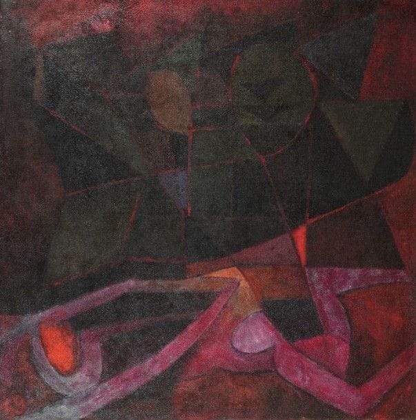 Pierre JOURDA (1931-2007)

La Torture, 1959
Huile sur toile.
Datée en bas à gauche.
Porte le cachet de l'atelier au dos.
162,5 x 162,5 cm