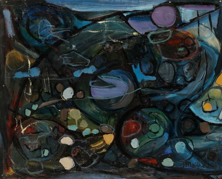 Jean MAILHE (1912-1997)

Calypso, 1969
Huile sur isorel.
Signée et datée en bas à droite.
Titrée au dos.
33x41cm