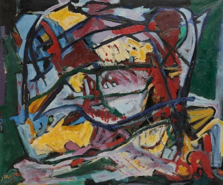 Jean MAILHE (1912-1997)

Quand crèvera l'orage, 1975
Huile sur toile.
Signée et datée en bas à gauche.
Datée et titrée au dos.
54x65cm