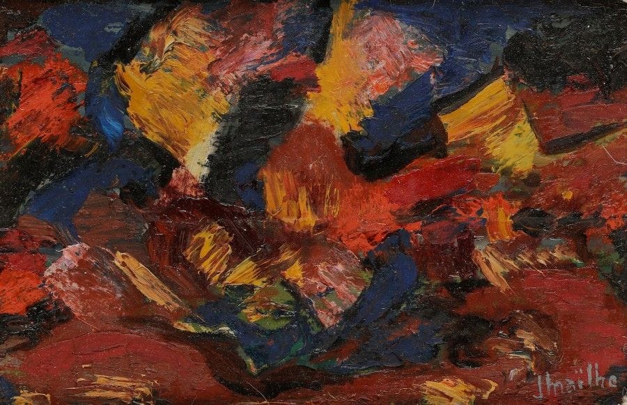 Jean MAILHE (1912-1997)

Magie rouge et noire, 1975
Huile sur panneau.
Signée et datée en bas à droite.
Signée et titrée au dos.
15x23cm