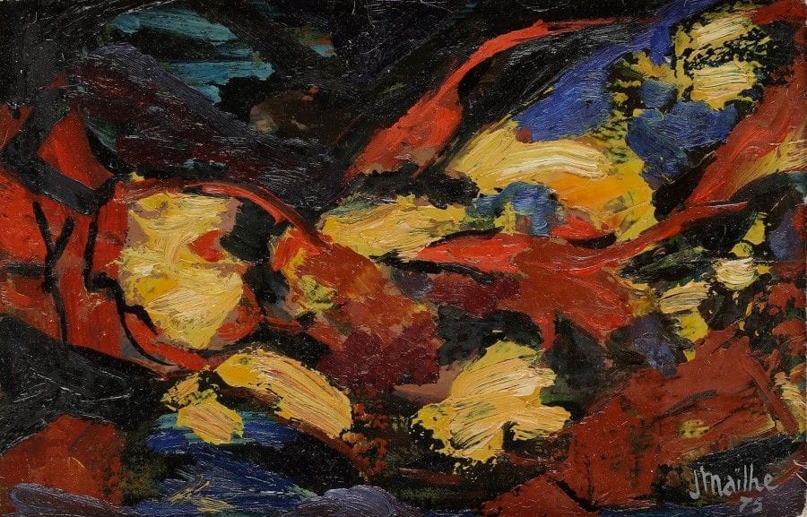 Jean MAILHE (1912-1997)

Magie rouge et noire, 1975
Huile sur panneau.
Signée et datée en bas à droite.
Signée et titrée au dos.
15x23cm