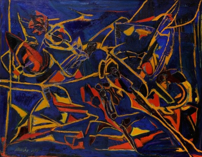 Jean MAILHE (1912-1997)

Argos I, 1950
Huile sur isorel.
Signée et datée en bas à gauche.
Titrée au dos.
89x116cm