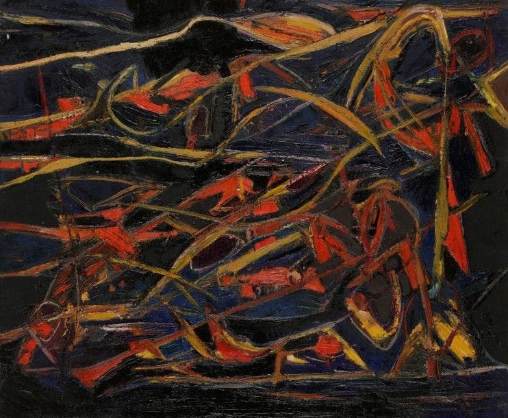 Jean MAILHE (1912-1997)

Si…, vers 1950
Huile sur toile.
Signée et titrée au dos sur le chassis.
73x60cm