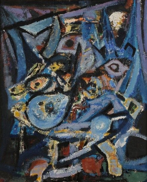 Jean MAILHE (1912-1997)

Les Yeux de la nuit, 1946
Huile sur toile.
Signée en bas à droite.
65x54cm