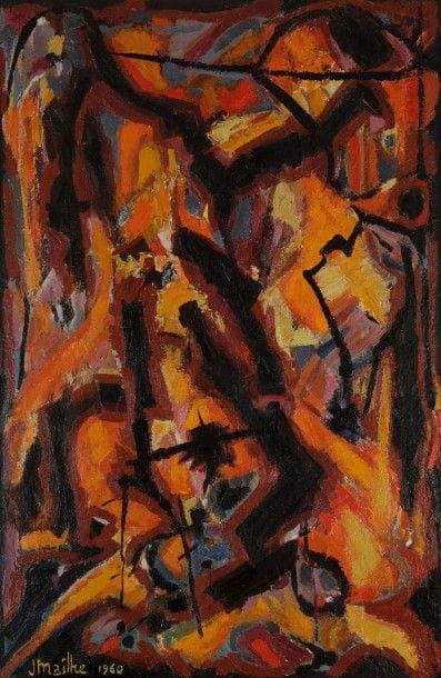 Jean MAILHE (1912-1997)

Cantique au soleil, 1960
Huile sur isorel.
Signée et datée en bas à gauche.
Titrée au dos.
81x54cm