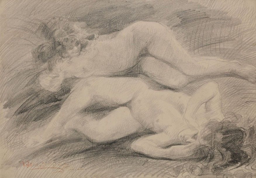 Henri de GROUX (1866-1930)

Les Deux amies
Fusain.
Signé en bas à droite.
47 x 63 cm