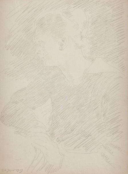 François Joseph GUIGUET (1860-1937)

Femme accoudée, 1919
Dessin au crayon.
Daté en bas à gauche.
Porte le timbre de l’atelier.
29,5 x 21 cm