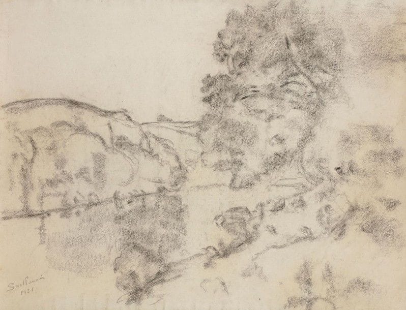 Armand GUILLAUMIN (1841-1927)

Paysage, 1921
Fusain.
Signé et daté en bas à gauche.
Esquisse au verso.
(Petits accidents sur les bords).
47 x 62,5 cm