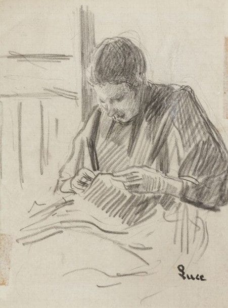 Maximilien Luce (1858-1941)

Femme à la couture
Dessin au crayon noir.
Porte le timbre de la signature en bas à droite.
(Traces de scotch).
19 x 15 cm