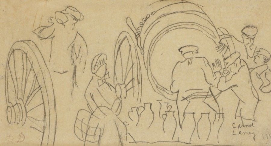 Raoul DUFY (1877-1953)

Les Vignerons, 1930
Dessin à la mine de plomb.
Porte le timbre des initiales en bas à gauche.
Daté en bas à droite.
11 x 21,5 cm