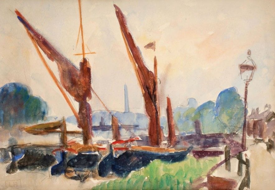 Ludovic RODO-PISSARRO (1878-1952)

Bateaux en bord de Seine
Aquarelle sur traits de crayon.
Porte le timbre du monogramme en bas à gauche.
25,5 x 35,5 cm
Exposition:
Ludovic Rodo-Pissarro, Musée Tavet, Pontoise, 1984, n°25.