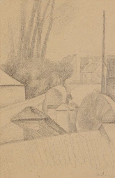 Maurice ESMEIN (1888-1918)

Paysage cubiste, vers 1912
Dessin à la mine de plomb.
Monogrammé en bas à droite.
19 x 13 cm