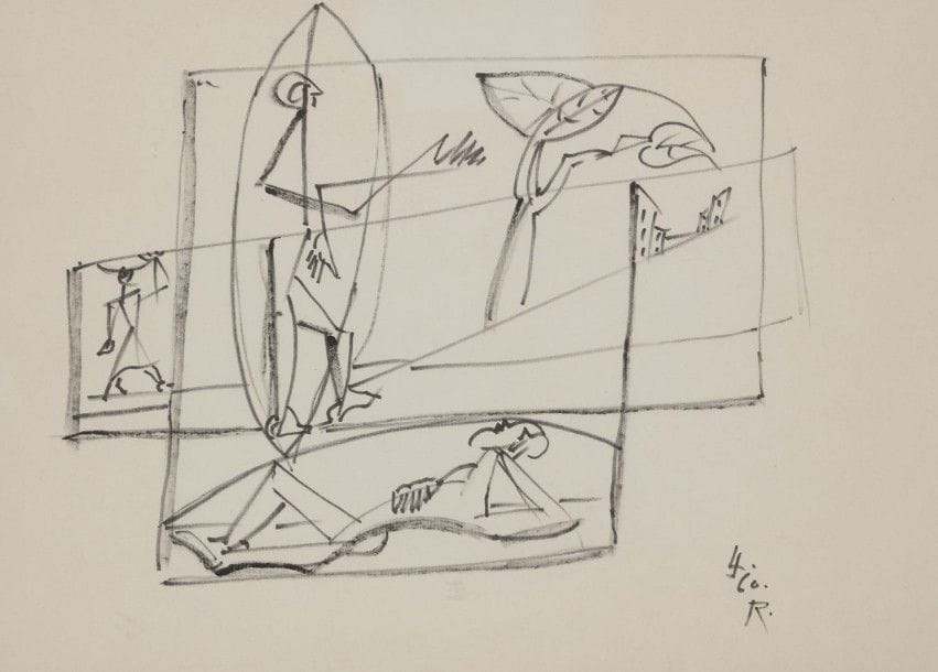 Léopold SURVAGE [franco-russe] (1879-1968)

Personnages et ville, 1960
Dessin au feutre.
Monogrammé et daté en bas à droite.
23 x 32 cm