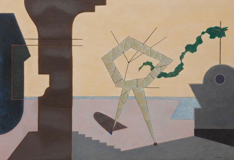 Henrik Neugeboren dit Henri NOUVEAU [franco-roumain] (1901-1959)

Composition surréaliste, 1946
Huile sur papier.
Monogrammée et datée en bas à droite.
31 x 45 cm