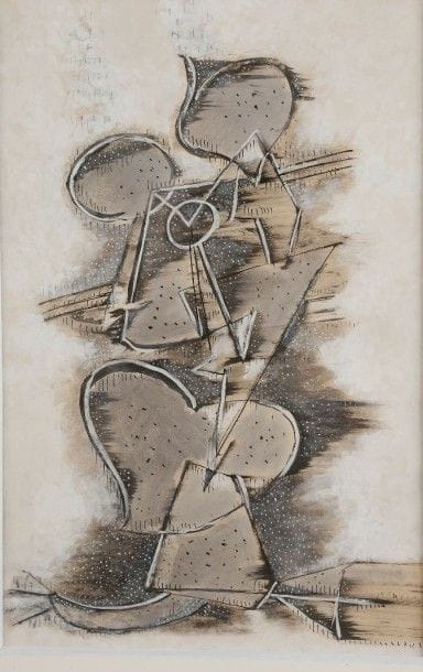 Henrik Neugeboren dit Henri NOUVEAU [franco-roumain] (1901-1959)

Macchniella, 1945
Technique mixte sur papier.
Monogrammée, datée et titrée au dos.
43 x 27 cm