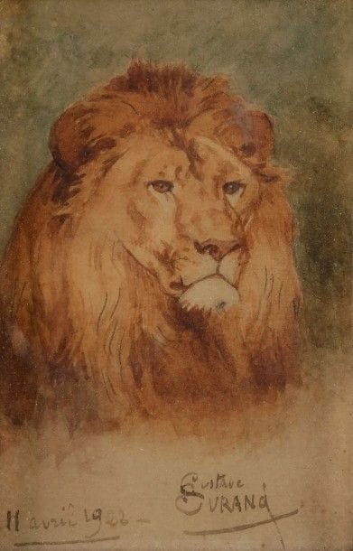 Gustave SURAND (1860-1937)

Tête de lion, 1922
Aquarelle.
Signée et datée.
13,5 x 8,5 cm