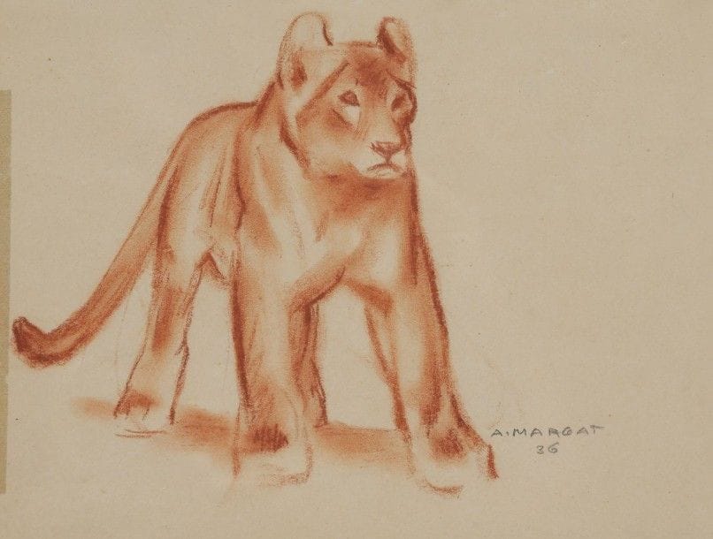 ANDRÉ MARGAT (1903-1997)

Lionceau, 1936
Sanguine.
Signée et datée en bas à droite.
(Traces d’adhésif).
16,5 x 22,5 cm