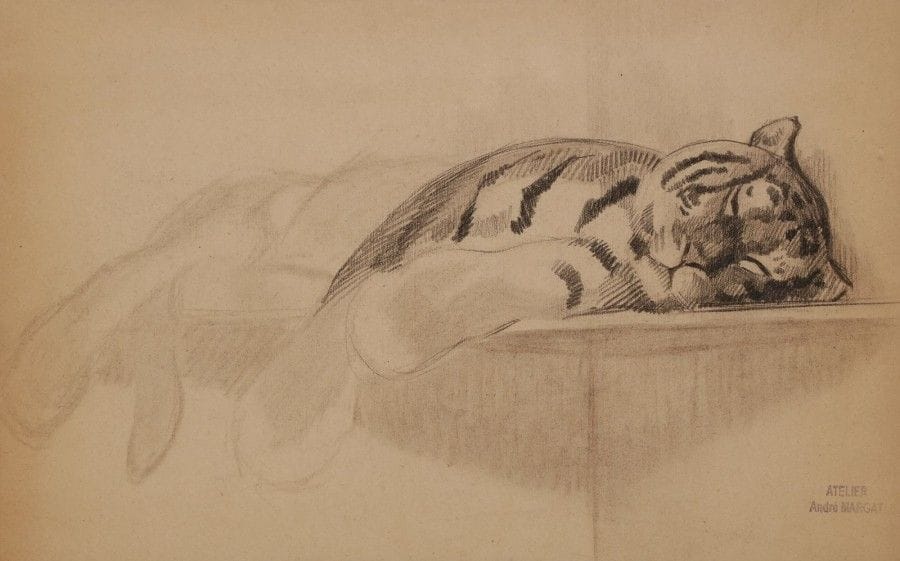 ANDRÉ MARGAT (1903-1997)

Tigre endormi
Dessin au crayon noir.
Porte le timbre de l’atelier en bas à droite.
21,5 x 31,5 cm
