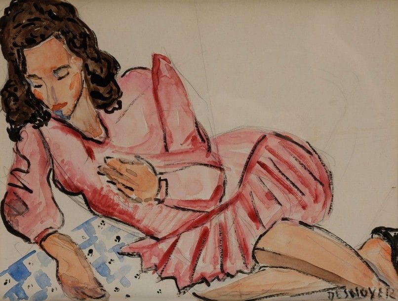 François DESNOYER (1894-1972)

Femme étendue sur un drap
Aquarelle.
Signée en bas à droite.
(Pli).
22 x 30 cm