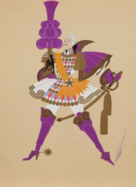 Romain de Tirtoff ERTE (1892-1990)

La Grande-Duchesse, Fritz en tenue de Général, 1945
Gouache.
Signée en bas à droite.
Tampons au dos.
37,5 x 26 cm