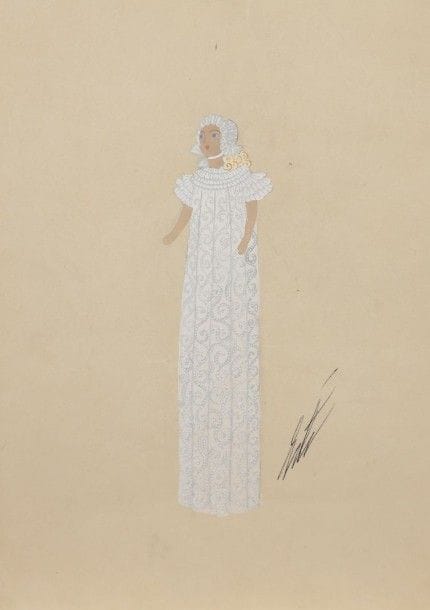 Romain de Tirtoff ERTE (1892-1990)

Les Mamelles de Tirésias, Le Fils (Les Bébés), 1947
Gouache.
Signée en bas à droite.
Tampons au dos.
Exécutée pour l’Opéra Comique.
27 x 19 cm