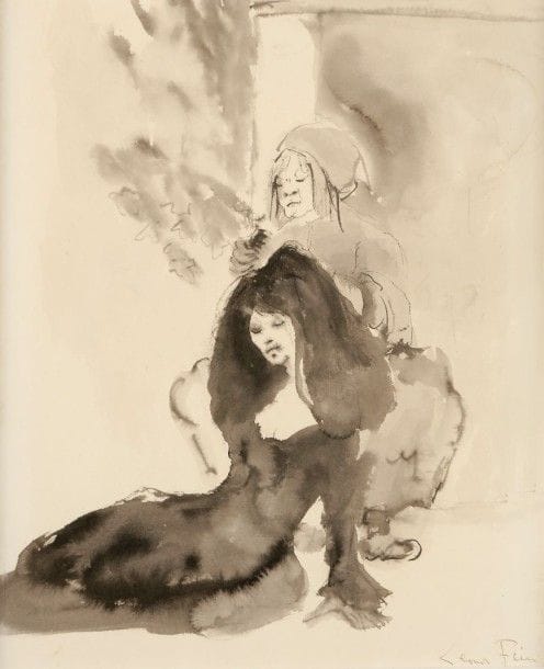 Léonor FINI (1908-1996)

Deux femmes
Dessin à l’encre et lavis d’encre.
Signé en bas à droite.
31 x 24,5 cm