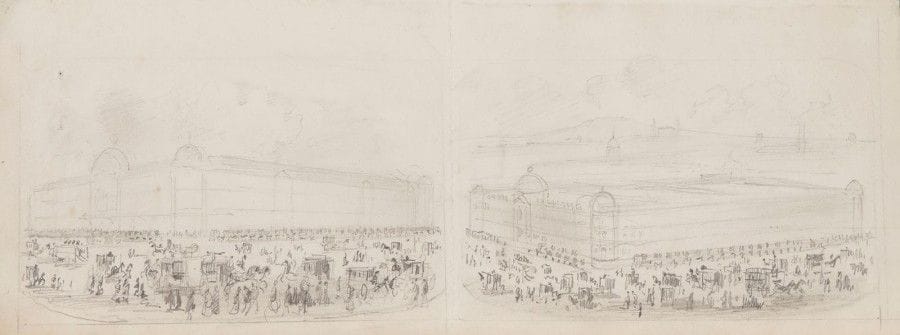Gustave FRAIPONT (1849-1923)

Deux vues animées du Bon Marché sur la même feuille
Crayon noir.
(Pliure centrale).
9 x 26 cm
On joint 15 autres vues de Paris de l’école française du XIXe siècle.