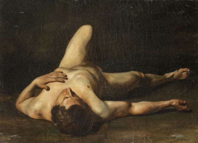 École Française du XIXe siècle
Étude académique: nu
Toile 44,5 x 60 cm
Griffures
Sans cadre
