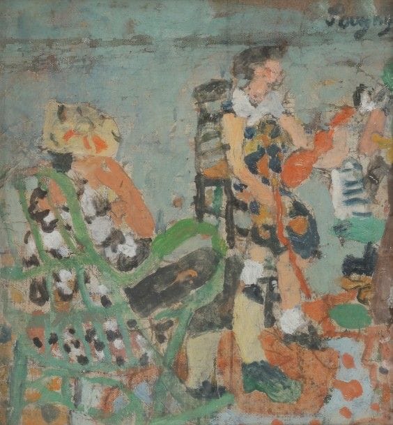 Jean Puni dit POUGNY (1892-1956)
Musiciens
Huile sur toile contrecollée sur panneau.
Signée en haut à droite.
(Petits manques en partie haute).
18 x 18 cm