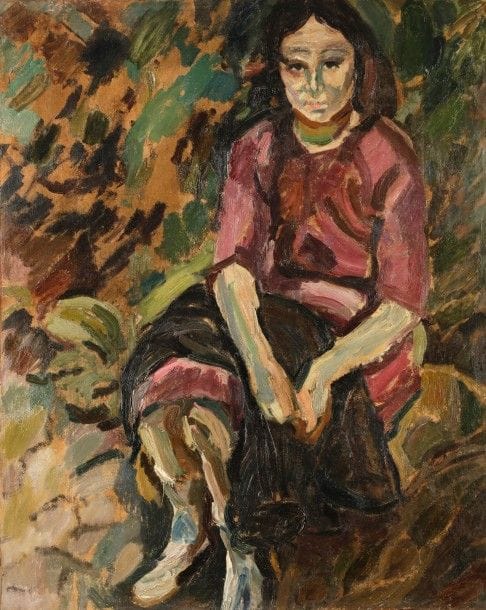 Maurice LOUTREUIL (1885-1925)
Femme assise les mains jointes
Huile sur toile.
81 x 65 cm

Bibliographie : 
Jean-François Levantal, Catalogue Raisonné des tableaux de Maurice Loutreuil, J.F.L Édition, Paris, 1985, n°229, reproduit page 157.