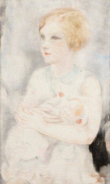 Micao KONO (1900-1979)
Jeune fille à l’enfant, 1931
Huile sur toile.
Signée et datée en bas à droite.
(Restauration).
55 x 33 cm