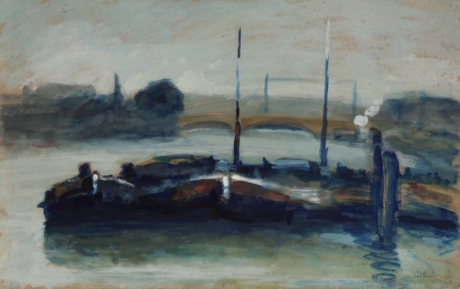 Maurice LOUVRIER (1878-1954)
Rouen, péniche sur le Seine
Huile sur carton.
Signée en bas à droite.
65 x 41 cm