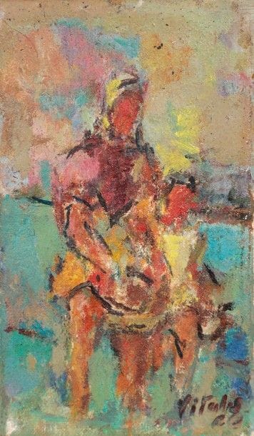 Macario VITALIS (1898-1990)
Femme et enfant, 1966
Huile sur toile.
Signée et datée en bas à droite.
Signée et datée au dos.
14 x 8 cm

L’œuvre sera incluse au Catalogue Raisonné de Macario Vitalis actuellement en préparation par Christine Thorailler, Ophelia Tequi et Claude Tayag.