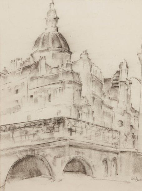 Macario VITALIS (1898-1990)
Paris, Pont sur la Seine, 1947
Dessin au fusain.
Signée et datée en bas à droite.
42.5 x 33 cm

L’œuvre sera incluse au Catalogue Raisonné de Macario Vitalis actuellement en préparation par Christine Thorailler, Ophelia Tequi et Claude Tayag.