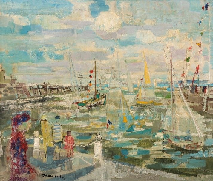 émilio GRAU-SALA (1911-1975)
Bateau à Deauville, 1959
Huile sur toile.
Signée en  bas à gauche.
Signée, datée et située au dos.
46 x 55 cm