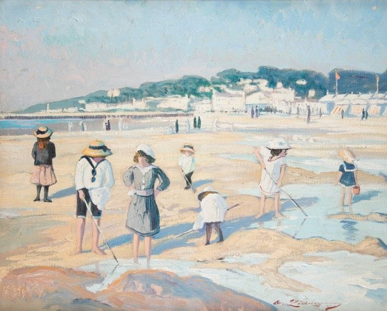 Martin LINDENAU (né en 1948)
Sur la plage à Deauville
Huile sur toile.
Signée en bas à droite.
Titrée au dos.
Porte le timbre de l’atelier de l’artiste sur la toile et le châssis.
73 x 92 cm