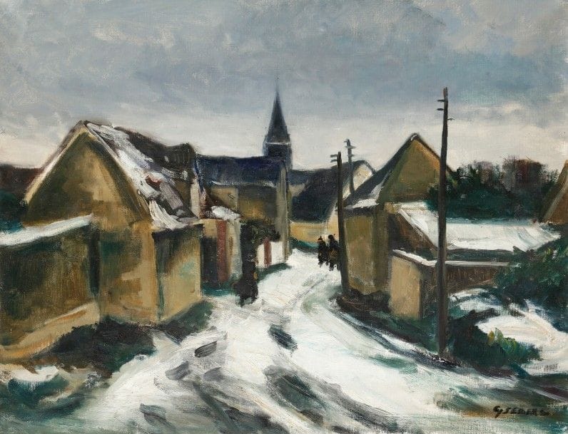 Gaston SEBIRE (1920-2001)
Village sous la neige en pays de Caux
Huile sur toile.
Signée en bas à droite.
50 x 65 cm
