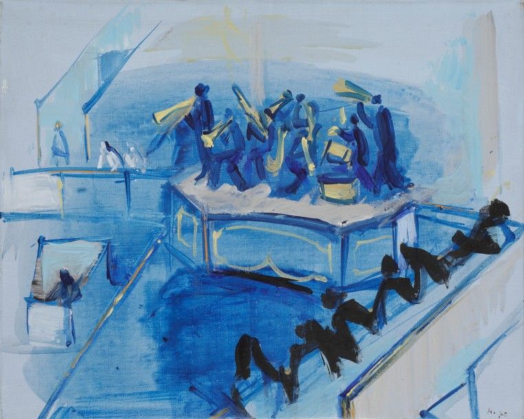 Jean HéLION (1904-1987)
Fanfare du cirque, 1970
Huile sur toile.
Monogrammée et datée en bas à droite.
Signée, datée et titrée au dos.
33 x 41 cm