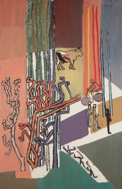 Suzanne ROGER (1899-1986)
Le Jardin, 1960
Huile sur toile.
Signée en haut à droite.
100 x 65 cm

Provenance : 
Galerie Louise Leiris, Paris (étiquette au dos).