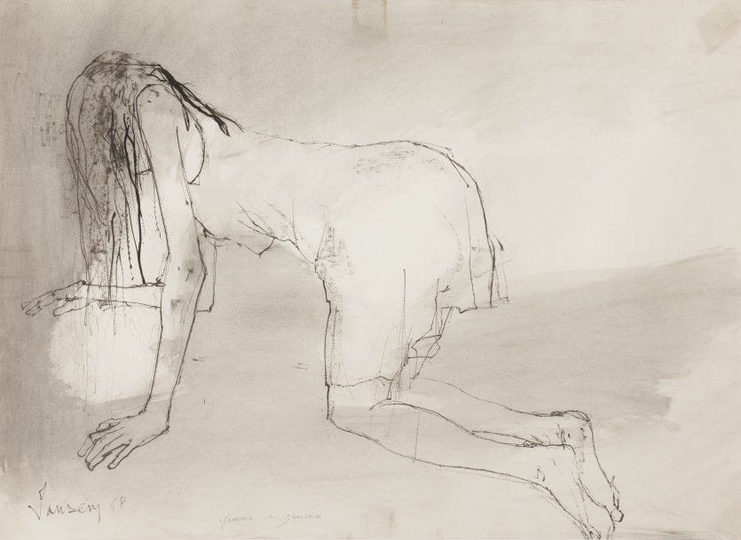 Jean JANSEM (1920-2013)
Femme à genou, 1968
Dessin à l’encre et aquarelle.
Signé, daté et titré.
48 x 63 cm