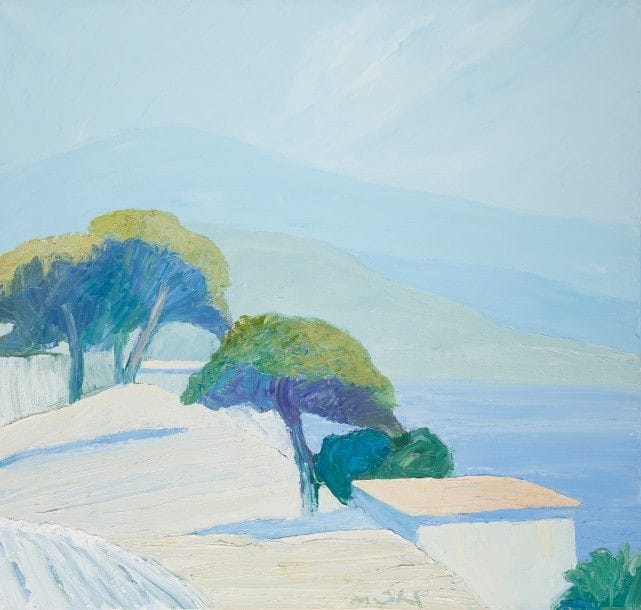 Roger MÜHL (1929-2008)
La Baie de Saint-Tropez
Huile sur toile.
Signée en bas au milieu.
Titrée au dos.
80 x 85 cm