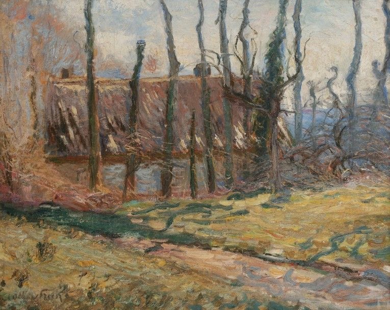 Émile-Othon FRIESZ (1879-1949)
Ferme dans la forêt, 1904
Huile sur toile.
Signée en bas à gauche.
(Rentoilée).
50 x 61 cm

Exposition : 
Othon Friesz - Le Fauve baroque, Musée Malraux, Le Havre, 20 octobre - 27 janvier 2008, numéro 25.