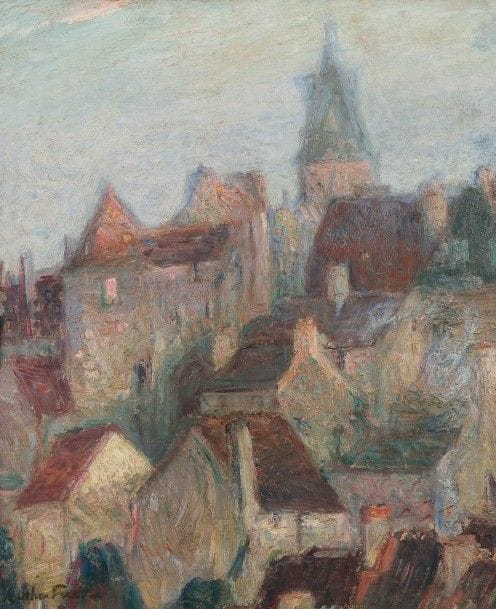 Émile-Othon FRIESZ (1879-1949)
Vue des toits de la falaise, vers 1903-1904
Huile sur toile.
Signée en bas à gauche.
65 x 54 cm

Exposition : 
Othon Friesz - Le Fauve baroque, Musée Malraux, Le Havre, 20 octobre - 27 janvier 2008, numéro 19.