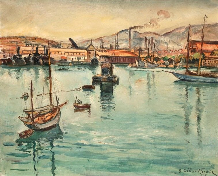 Émile-Othon FRIESZ (1879-1949)
Toulon, le Port, 1927
Huile sur toile.
Signée et datée en bas à droite.
60 x 73 cm