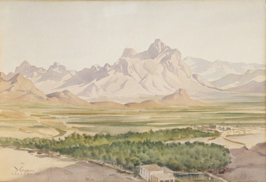 Yervand NAHAPETIAN (1916-2006)

Paysage près d’Ispahan, 1964
Aquarelle.
Signée, datée et située en bas à droite.
35,5 x 52 cm