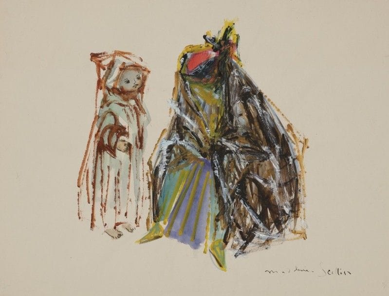 Madeleine SCELLIER (née en 1928)
Femme et enfant
Gouache.
Signée en bas à droite.
21 x 27 cm