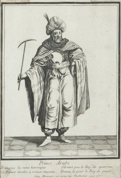 H.BONNART (1642?-1711),
«Prince arabe» et Aga des Ianissaires» XVIIIe siècle 
Deux lithographies avec titres et textes satiriques, signées «HBonnart vis avis les mathurins auec pri…».
Dim. à vue : 26,6 x 18, 4 cm
H.BONNARD (1642?-1711), «Prince arabe» et «Aga des Ianissaires», 18th century 